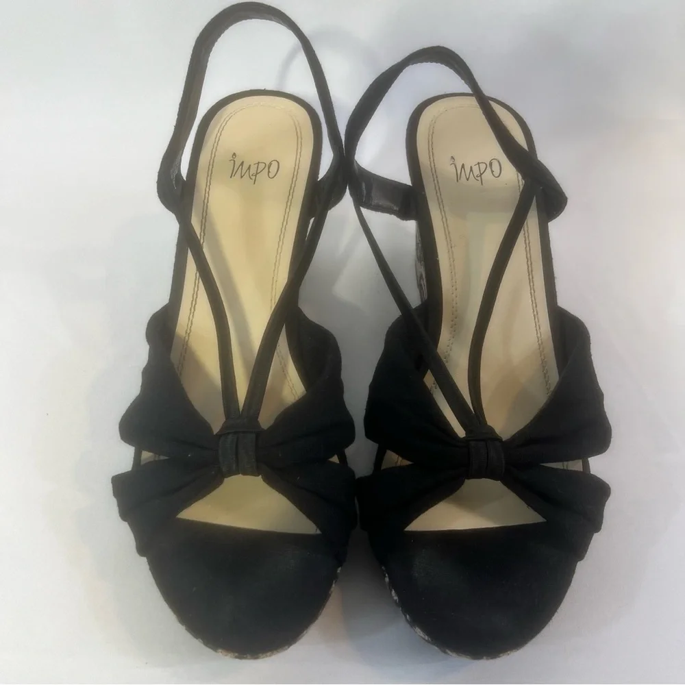 Impo Embroidered Platform Sandal with Black and Tan Wedge Sandals Size:11